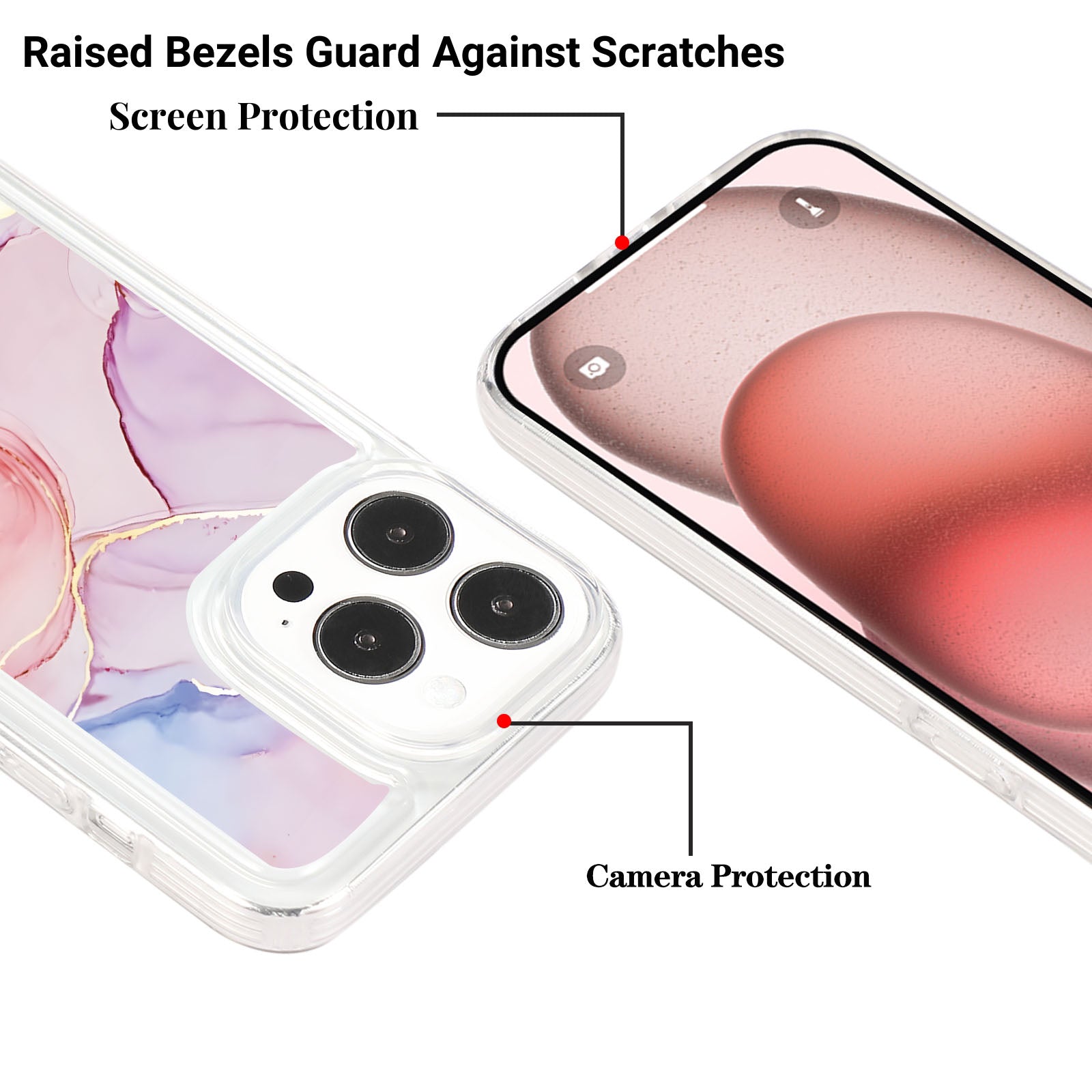 For iPhone 15 Pro Max Case Marble Pattern Soft TPU Airbag Protection Cell Phone Cover