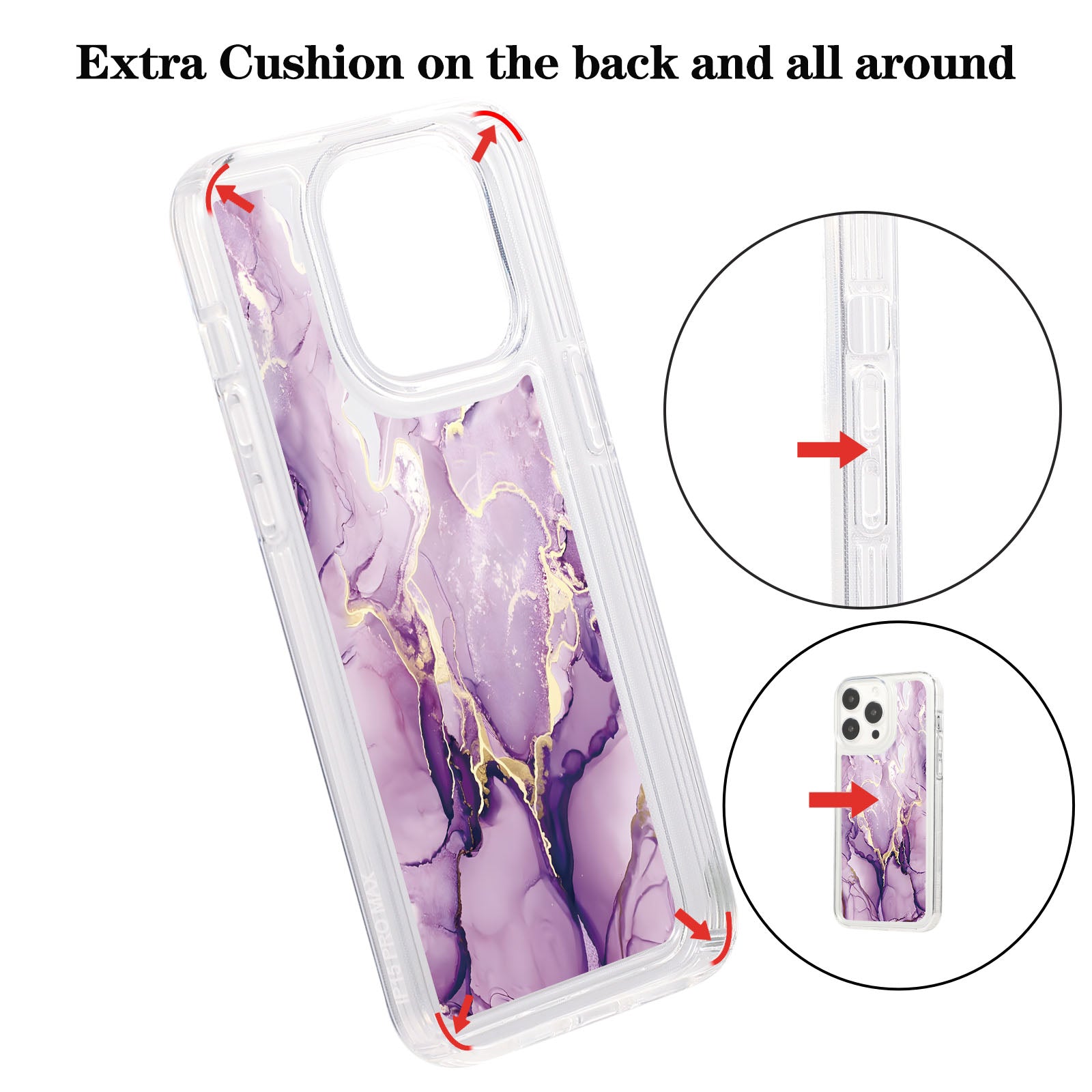 For iPhone 14 Pro TPU Case Marble Pattern Airbag Protection Back Phone Cover