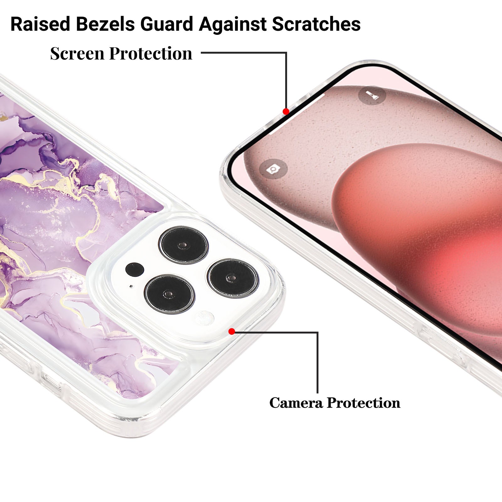 For iPhone 14 Pro TPU Case Marble Pattern Airbag Protection Back Phone Cover