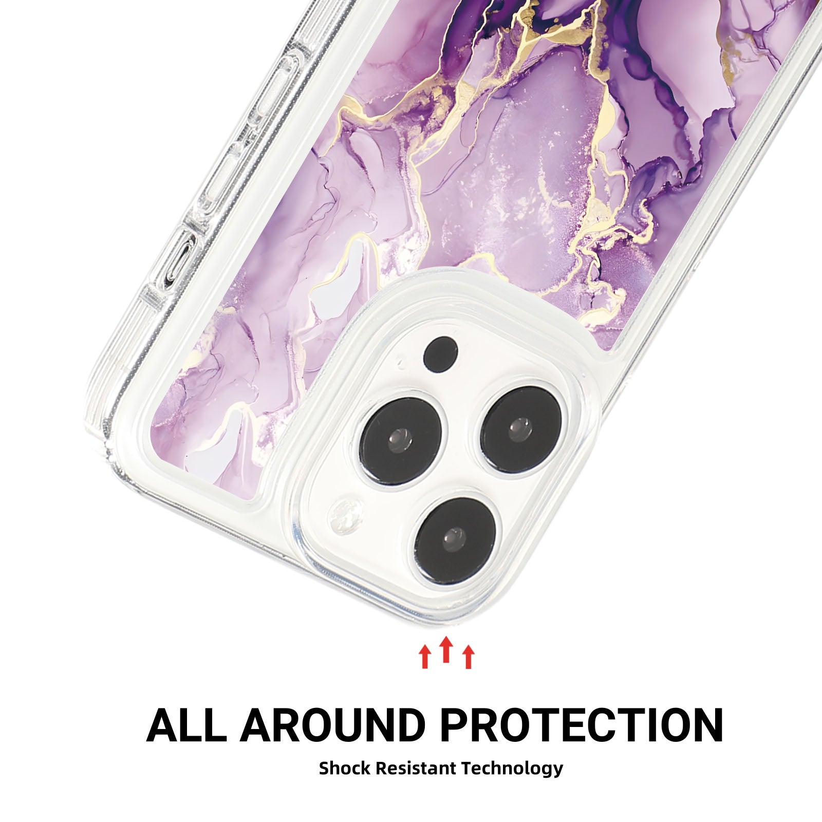 For iPhone 14 Pro TPU Case Marble Pattern Airbag Protection Back Phone Cover