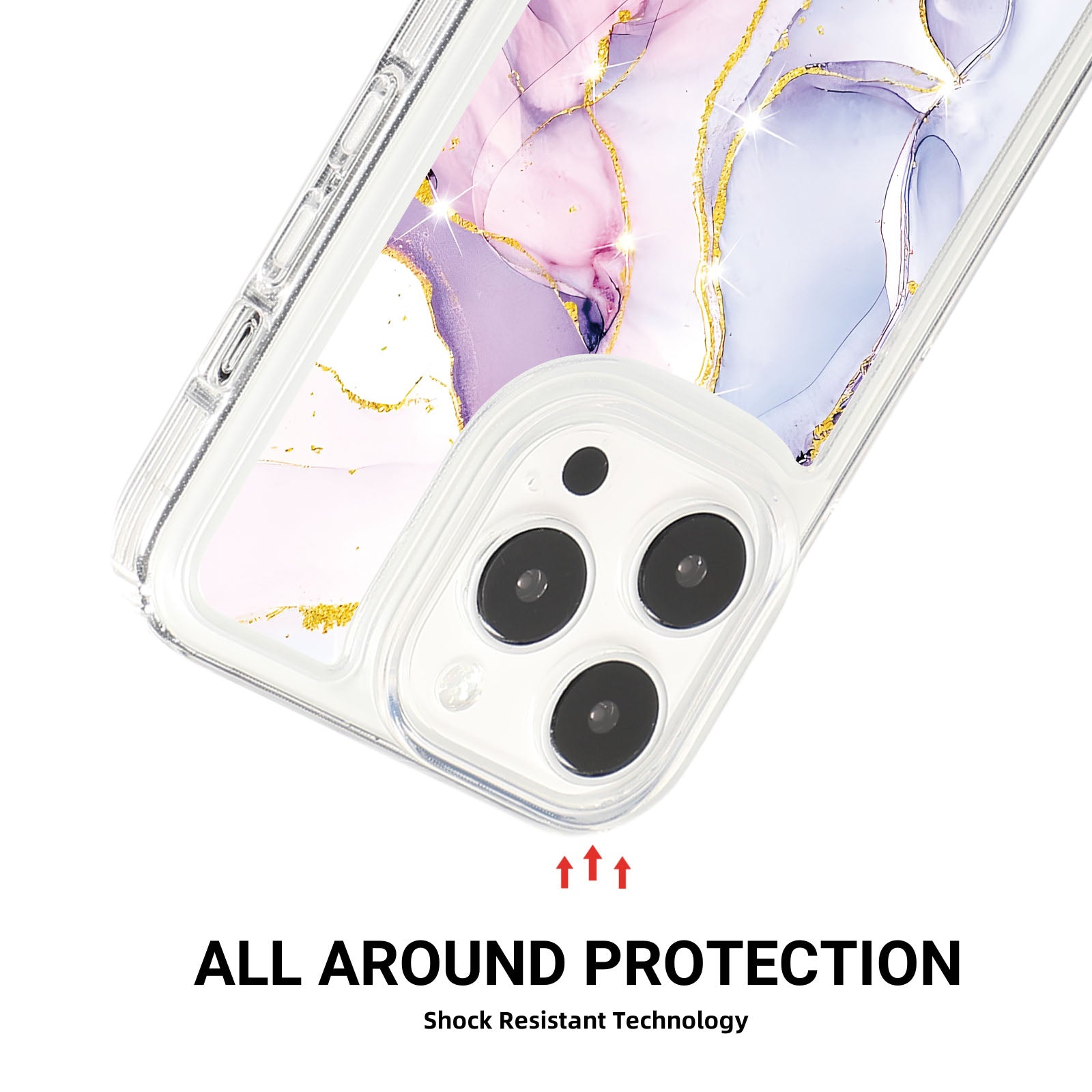 For iPhone 15 Pro Case Marble Pattern TPU Airbag Structure Phone Shell