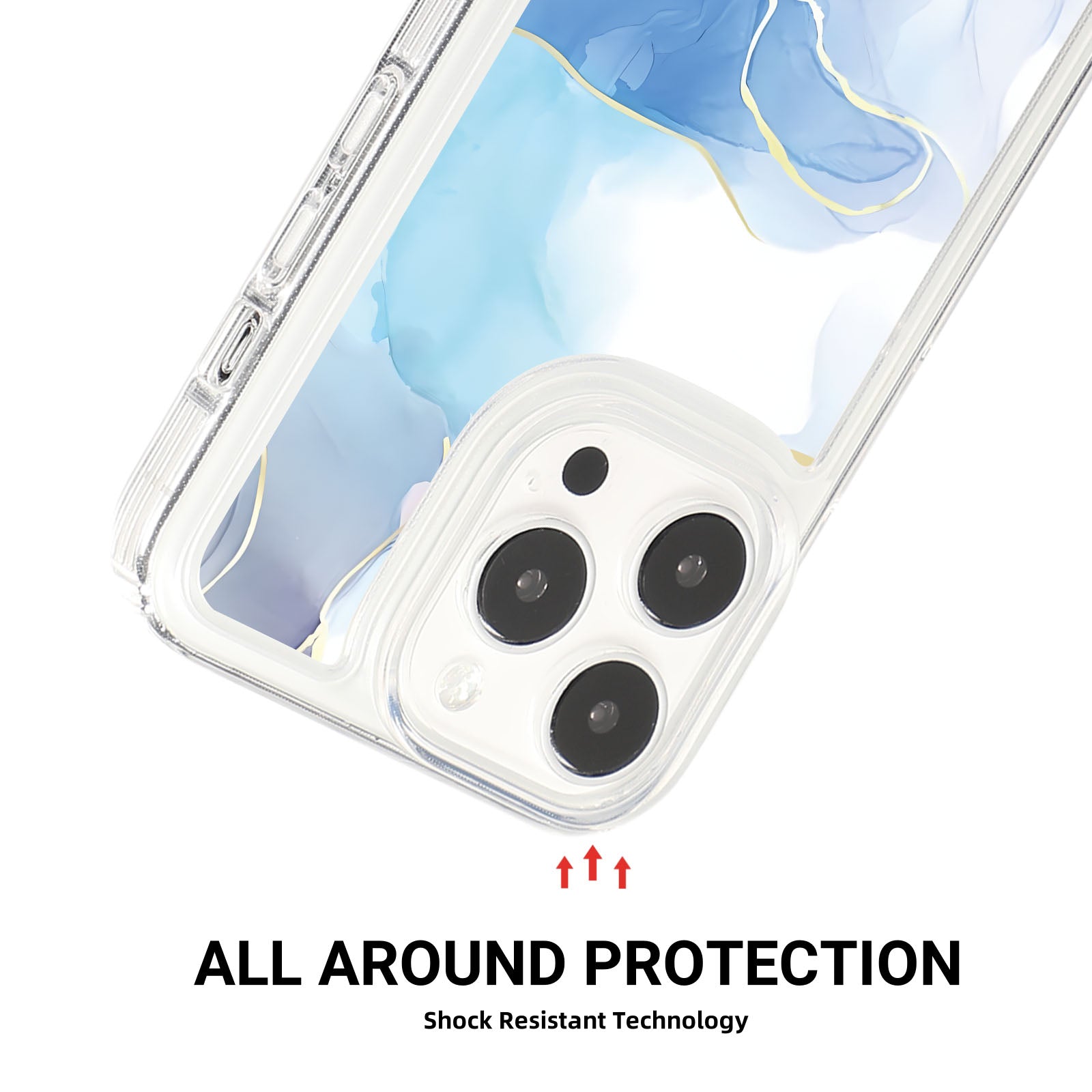 For iPhone 14 Pro Max TPU Case Airbag Protection Smart Phone Cover with Marble Pattern