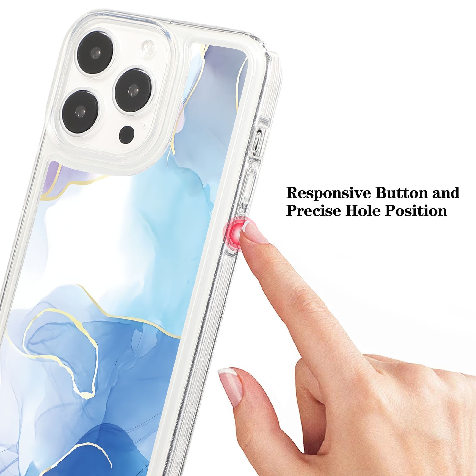 For iPhone 14 Pro Max TPU Case Airbag Protection Smart Phone Cover with Marble Pattern