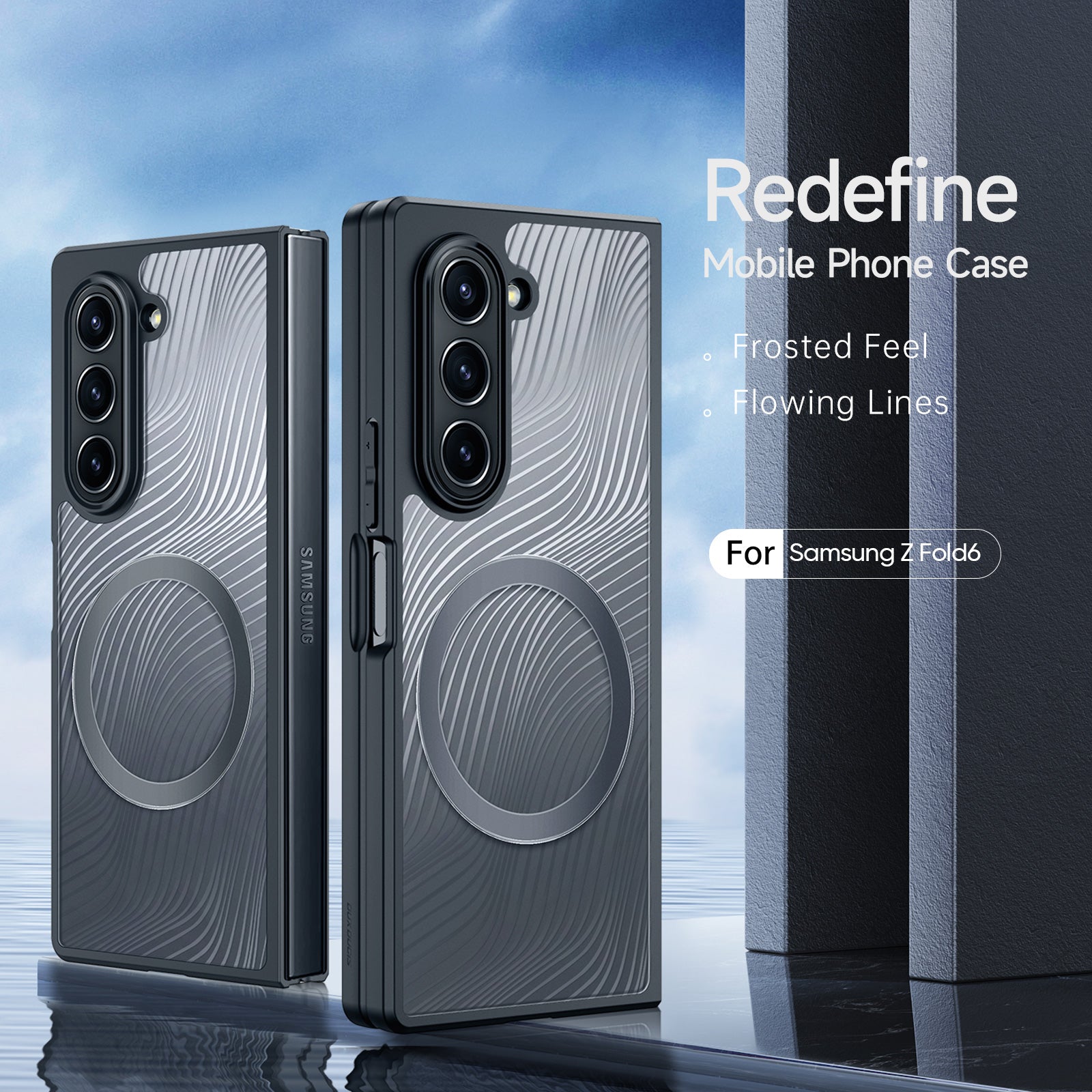 DUX DUCIS Aimo Series for Samsung Galaxy Z Fold6 5G Phone Case Compatible with MagSafe PC+TPU Slim Cover (REACH Certification), Black