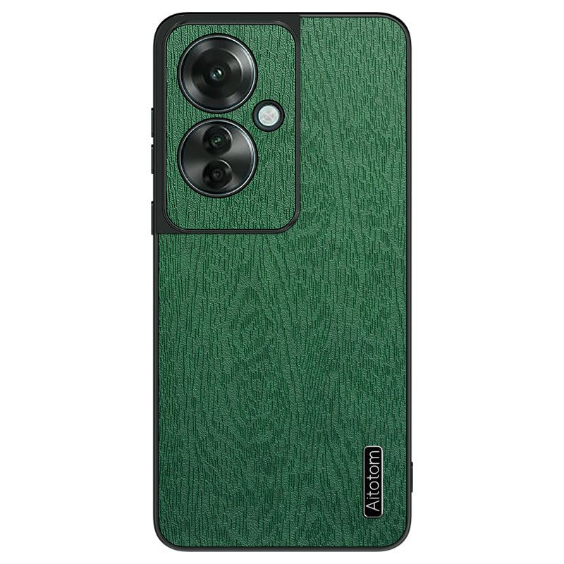 For Oppo Reno11 F 5G Case Wood Texture Leather+PC+TPU Hybrid Slim Phone Cover