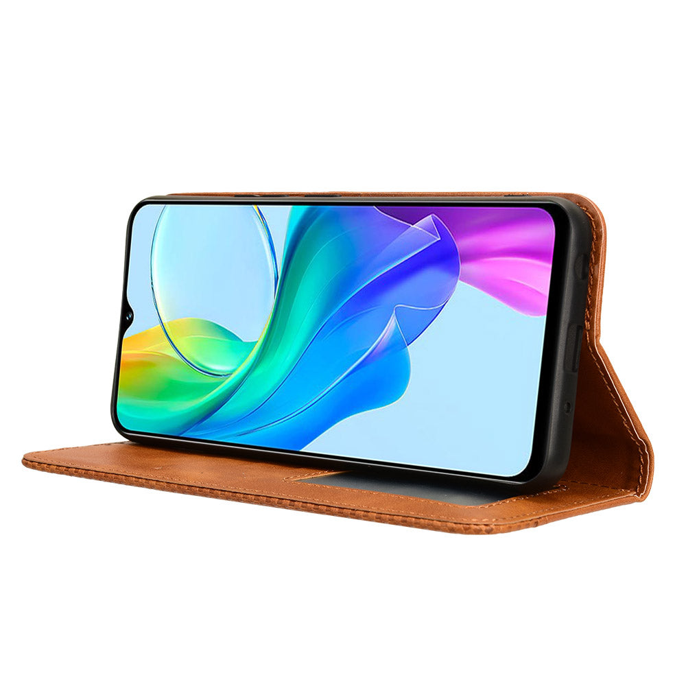 For vivo Y03 Case Wallet Magnetic Closure Leather Retro Phone Cover
