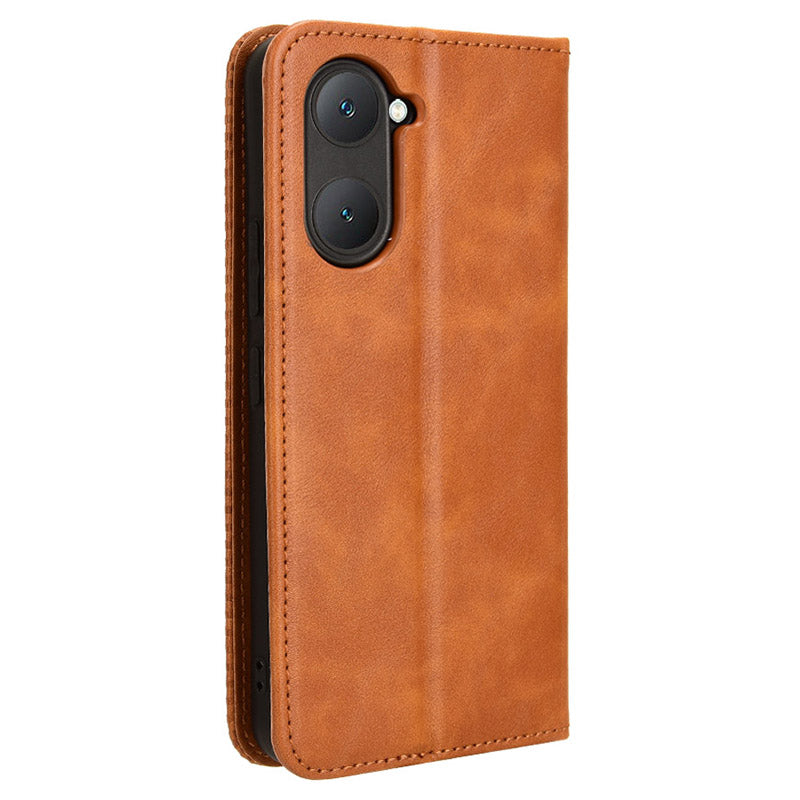 For vivo Y03 Case Wallet Magnetic Closure Leather Retro Phone Cover