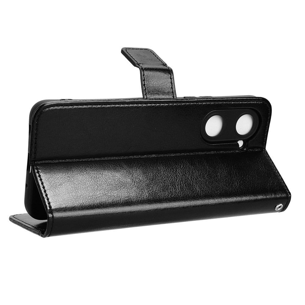 For vivo Y03 Leather Case Crazy Horse Texture Folio Flip Wallet Phone Cover