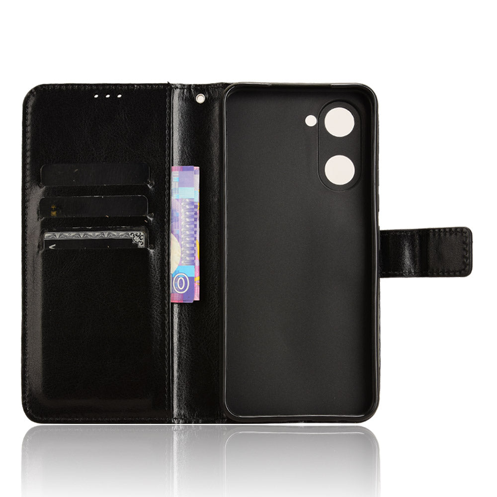 For vivo Y03 Leather Case Crazy Horse Texture Folio Flip Wallet Phone Cover