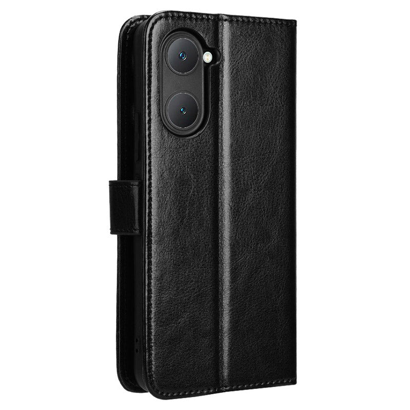 For vivo Y03 Leather Case Crazy Horse Texture Folio Flip Wallet Phone Cover