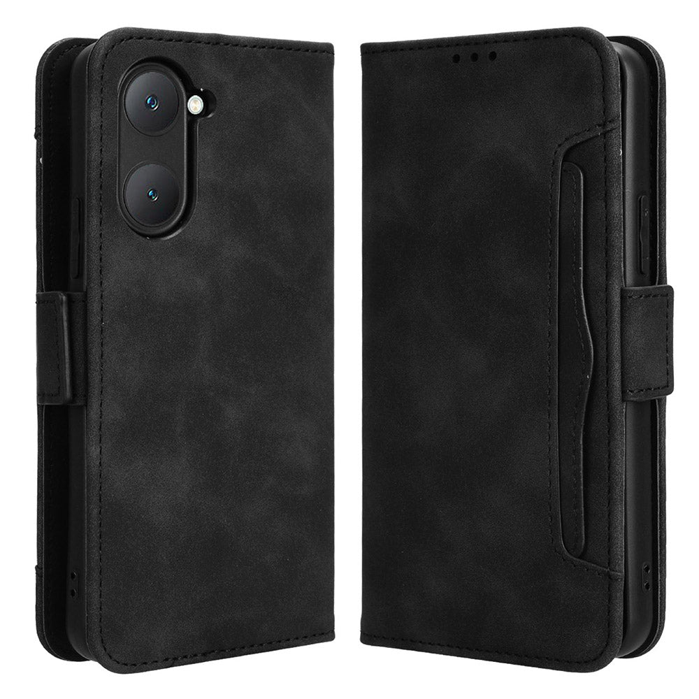 For vivo Y03 Leather Case with Multiple Card Slots Full Protection Wallet Phone Cover
