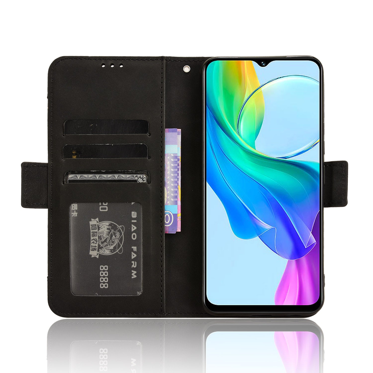For vivo Y03 Leather Case with Multiple Card Slots Full Protection Wallet Phone Cover