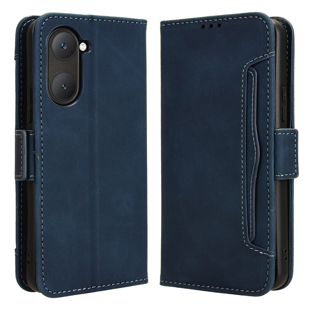 For vivo Y03 Leather Case with Multiple Card Slots Full Protection Wallet Phone Cover