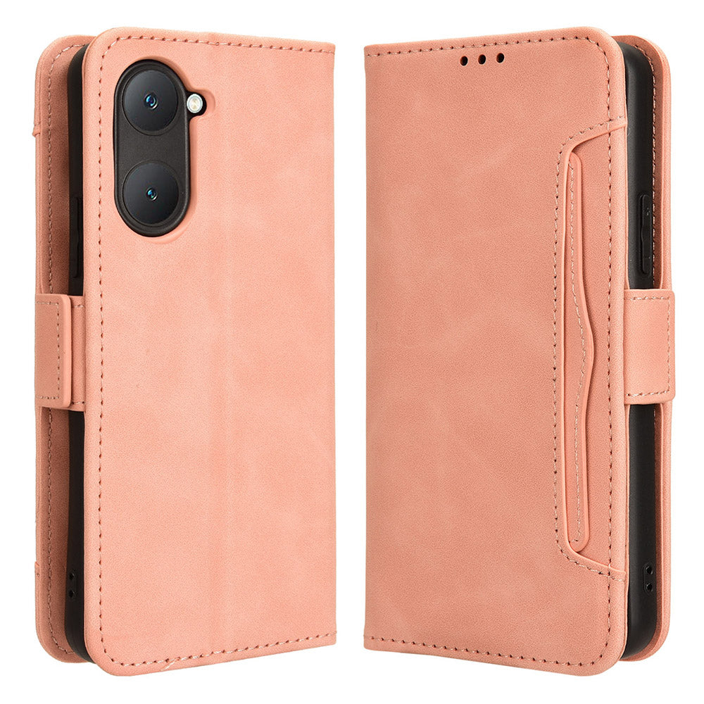 For vivo Y03 Leather Case with Multiple Card Slots Full Protection Wallet Phone Cover