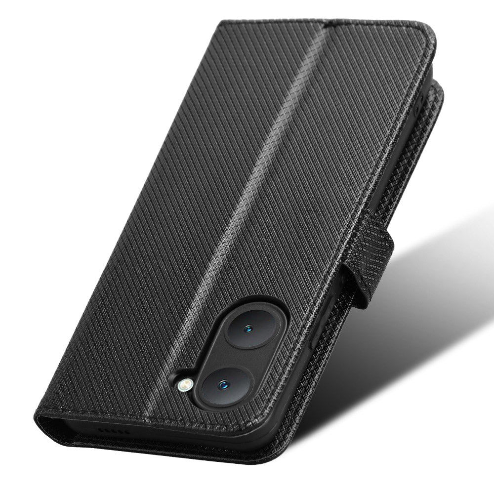 For vivo Y03 Wallet Case Diamond Texture Stand PU Leather Phone Cover