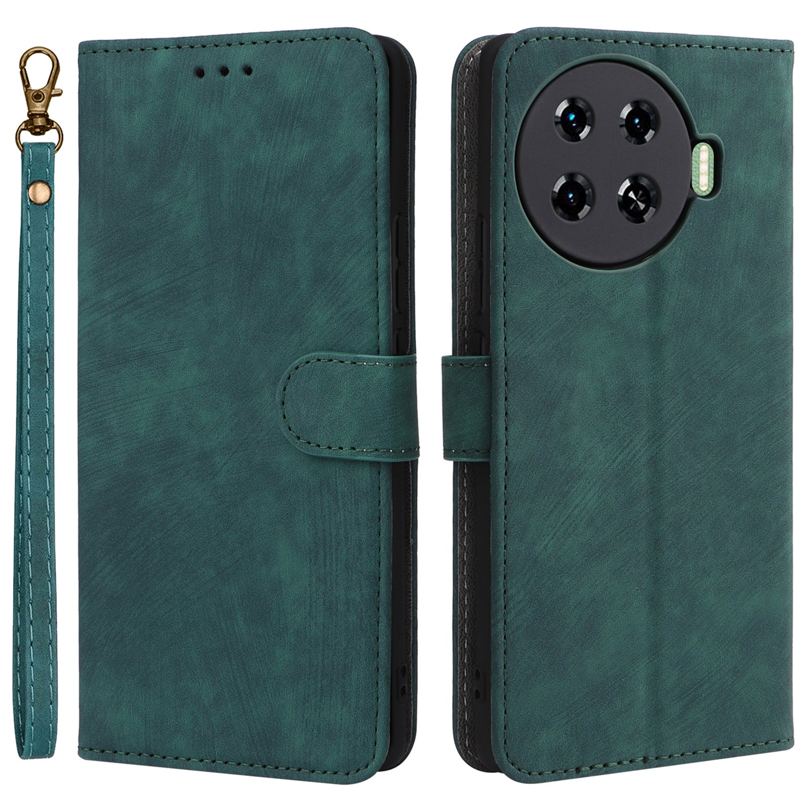 For Transsion Tecno Spark 20 Pro+ KJ7 Case with Hand Strap RFID Blocking Wallet Leather Cover