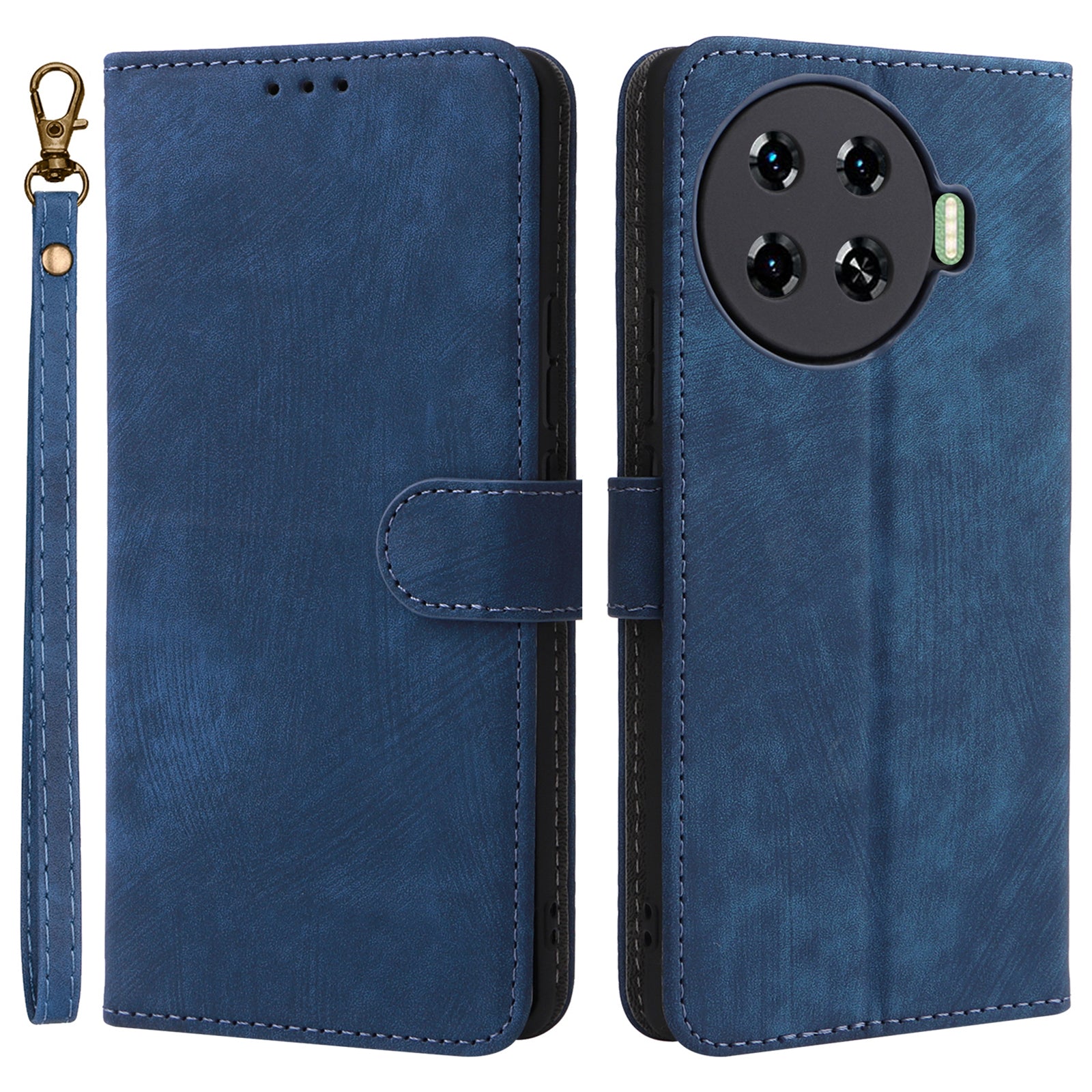 For Transsion Tecno Spark 20 Pro+ KJ7 Case with Hand Strap RFID Blocking Wallet Leather Cover