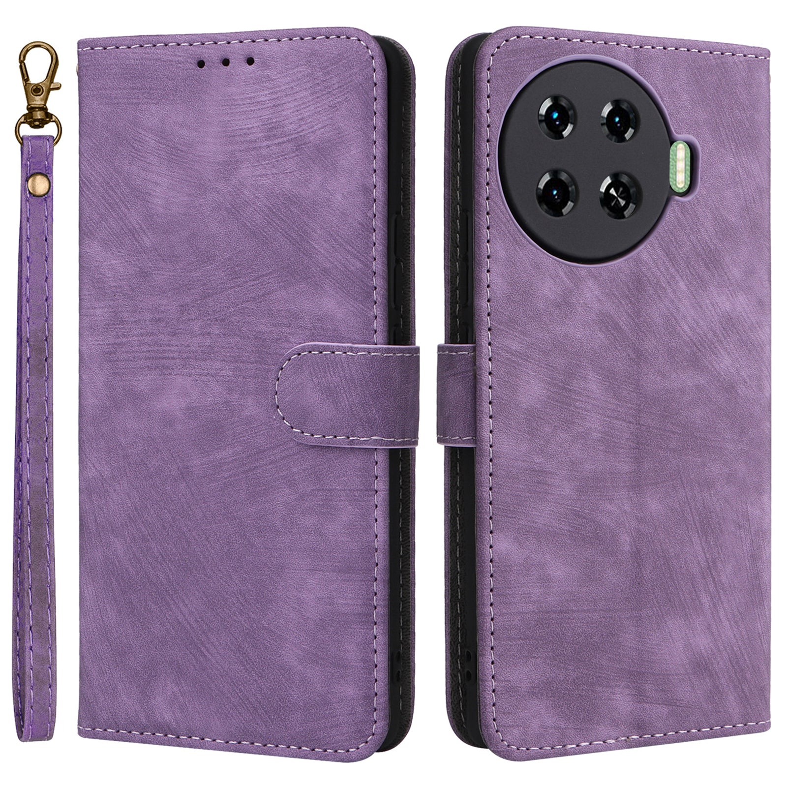 For Transsion Tecno Spark 20 Pro+ KJ7 Case with Hand Strap RFID Blocking Wallet Leather Cover