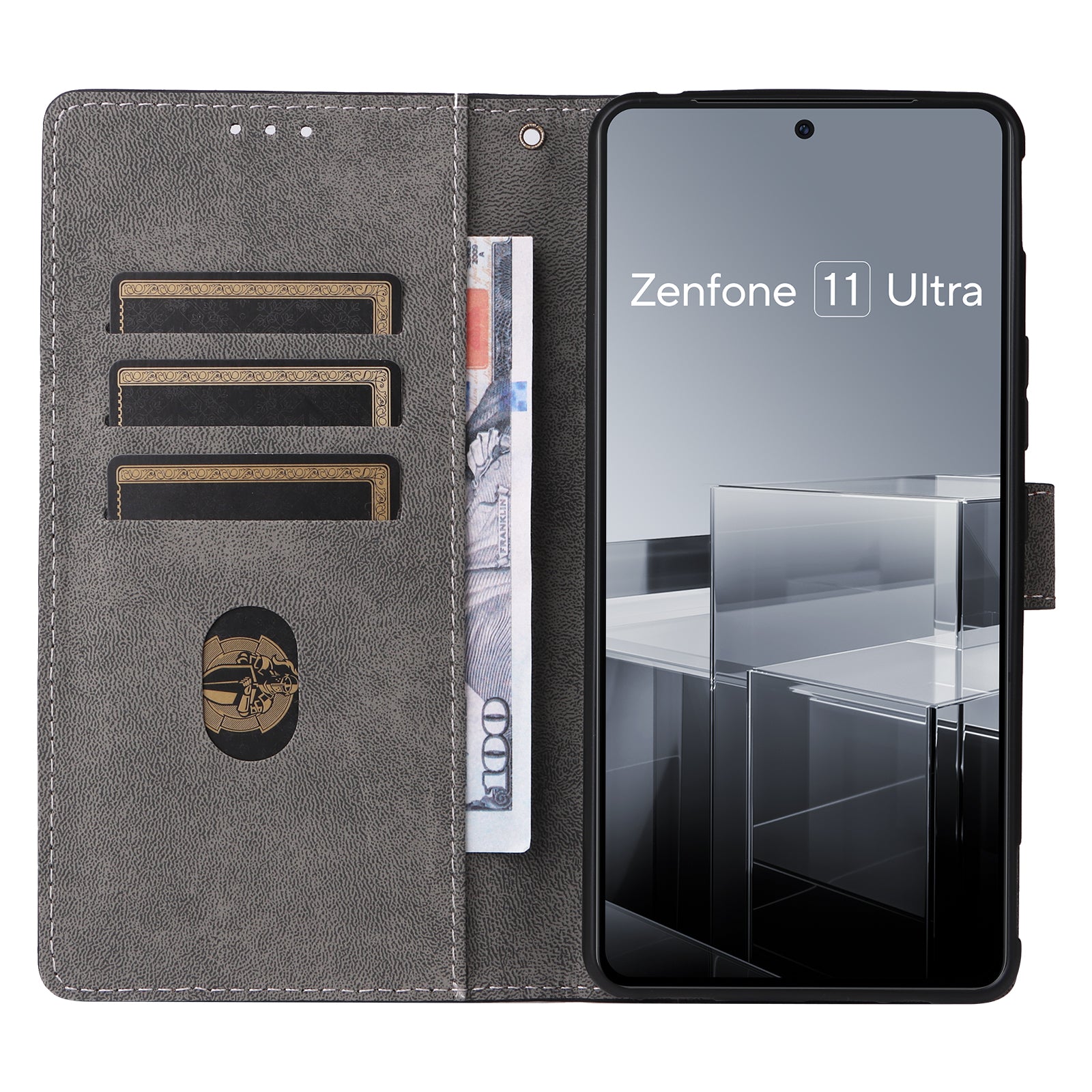 For Asus Zenfone 11 Ultra 5G Case with Strap RFID Blocking Wallet Phone Leather Cover