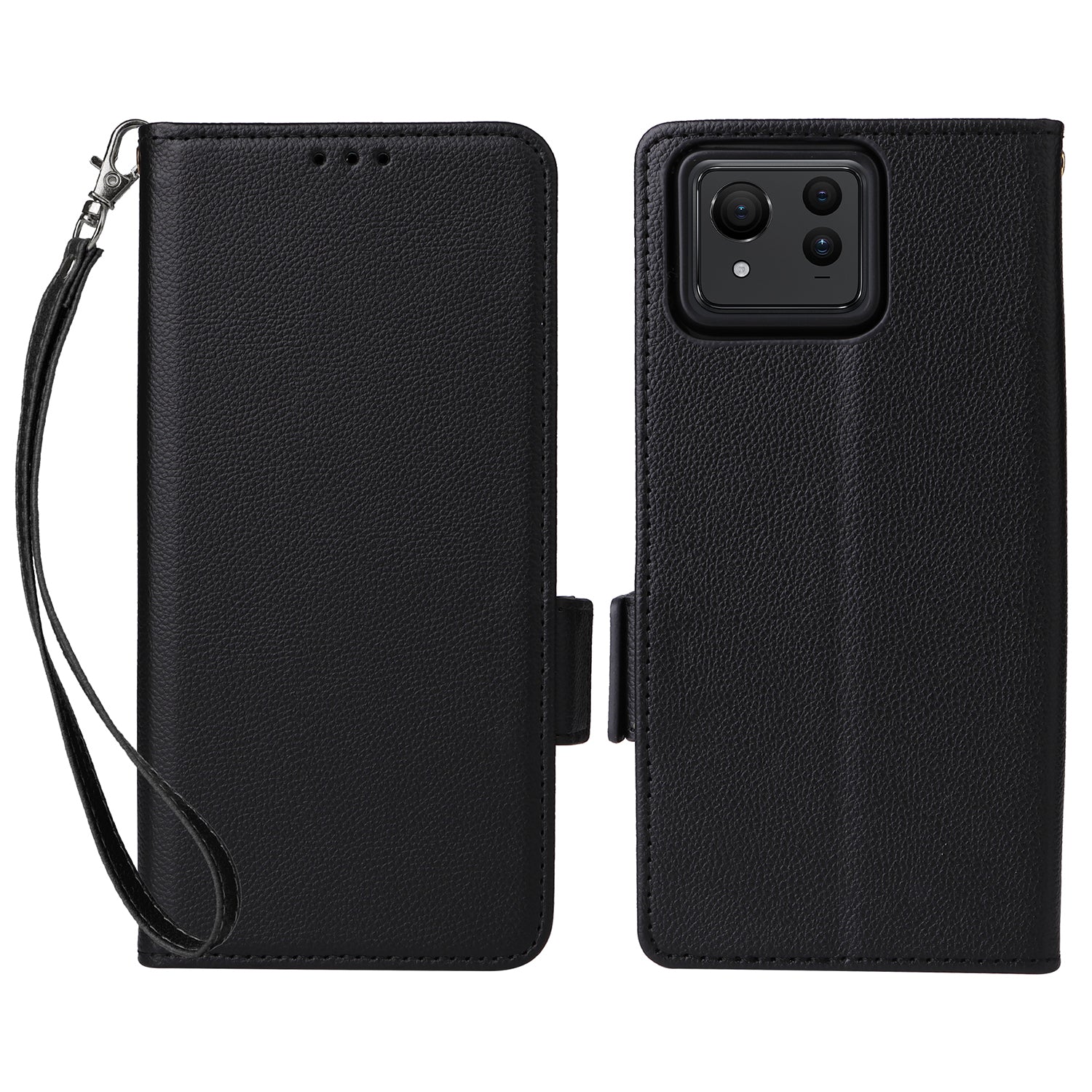 For Asus Zenfone 11 Ultra 5G Case Wallet Leather Litchi Texture Phone Cover with Wrist Strap