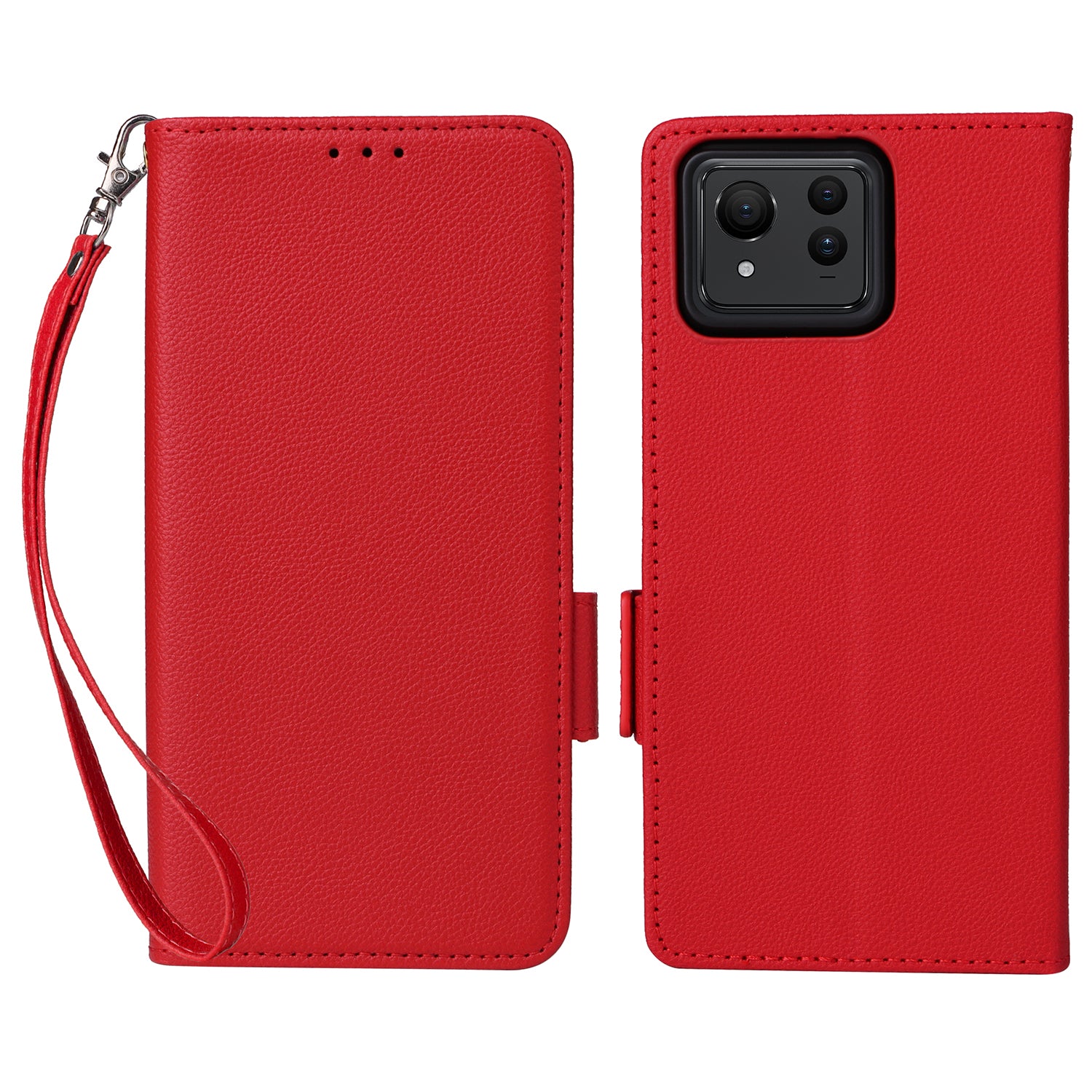 For Asus Zenfone 11 Ultra 5G Case Wallet Leather Litchi Texture Phone Cover with Wrist Strap