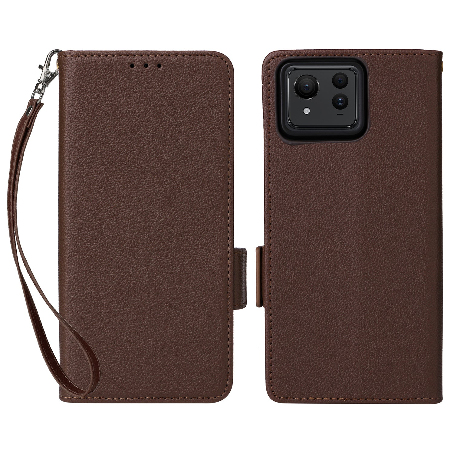 For Asus Zenfone 11 Ultra 5G Case Wallet Leather Litchi Texture Phone Cover with Wrist Strap