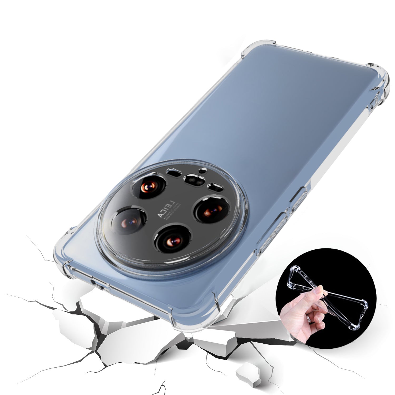 For Xiaomi 14 Ultra Clear Case Anti-Slip Soft TPU Back Phone Cover with Precise Lens Cutout