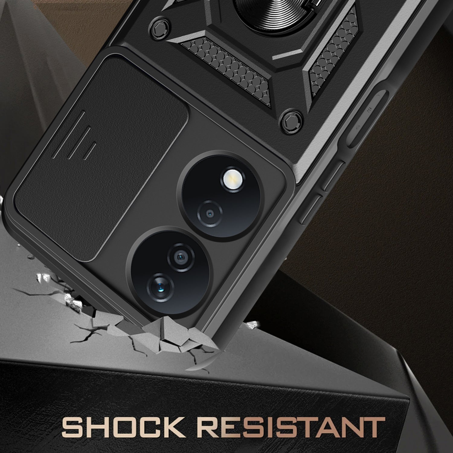 For Honor X7b 4G / 90 Smart Case PC+TPU Rugged Shockproof Phone Cover with Slide Lens Window