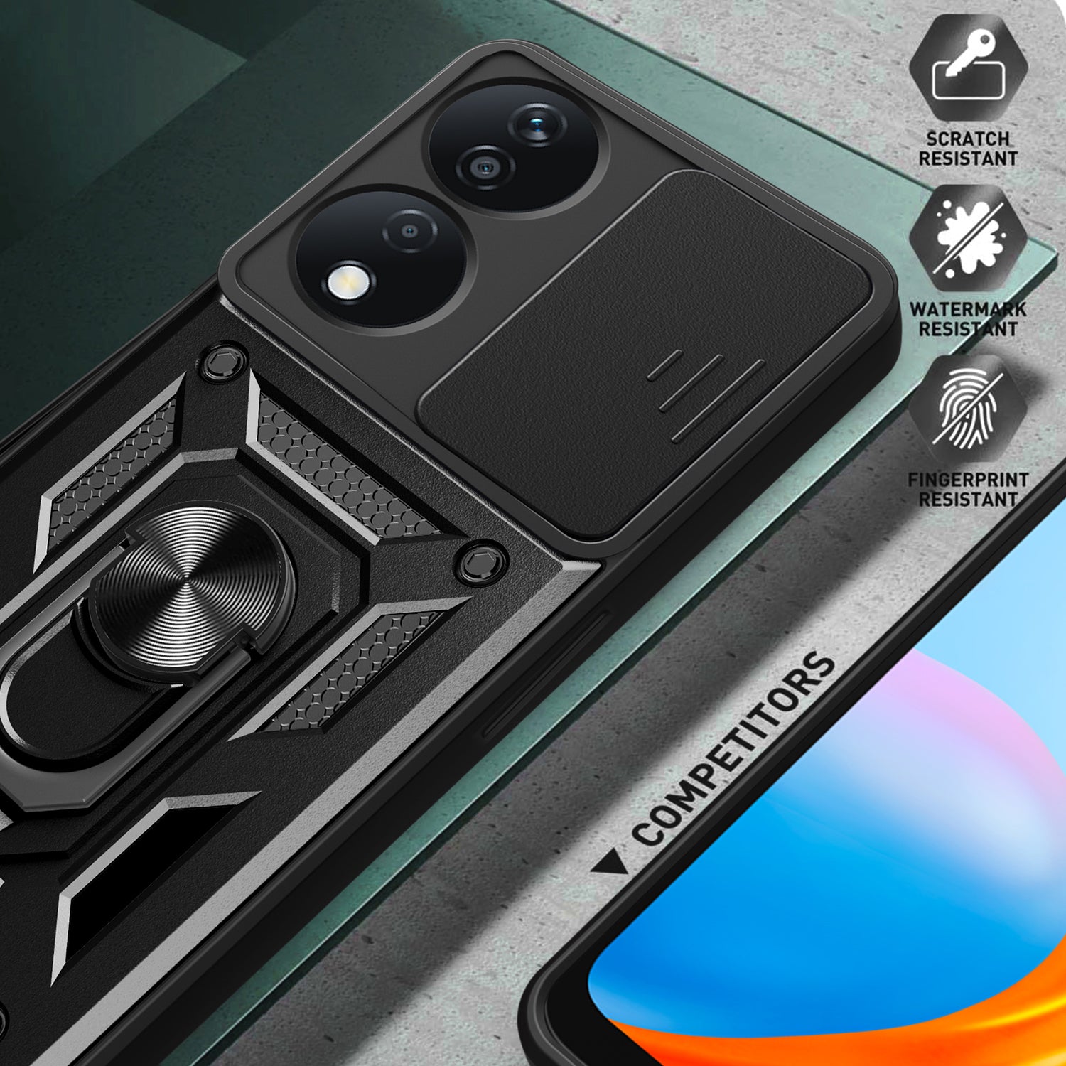 For Honor X7b 4G / 90 Smart Case PC+TPU Rugged Shockproof Phone Cover with Slide Lens Window