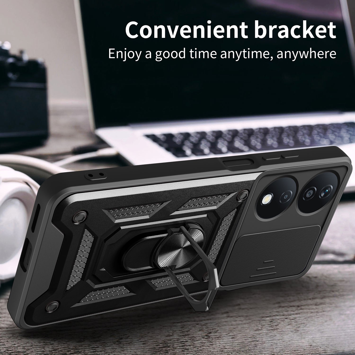 For Honor X7b 4G / 90 Smart Case PC+TPU Rugged Shockproof Phone Cover with Slide Lens Window