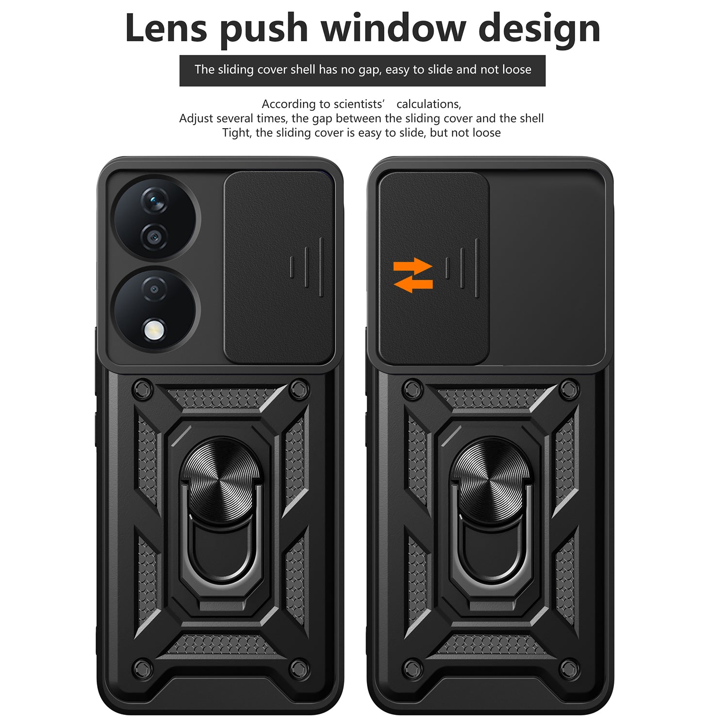 For Honor X7b 4G / 90 Smart Case PC+TPU Rugged Shockproof Phone Cover with Slide Lens Window