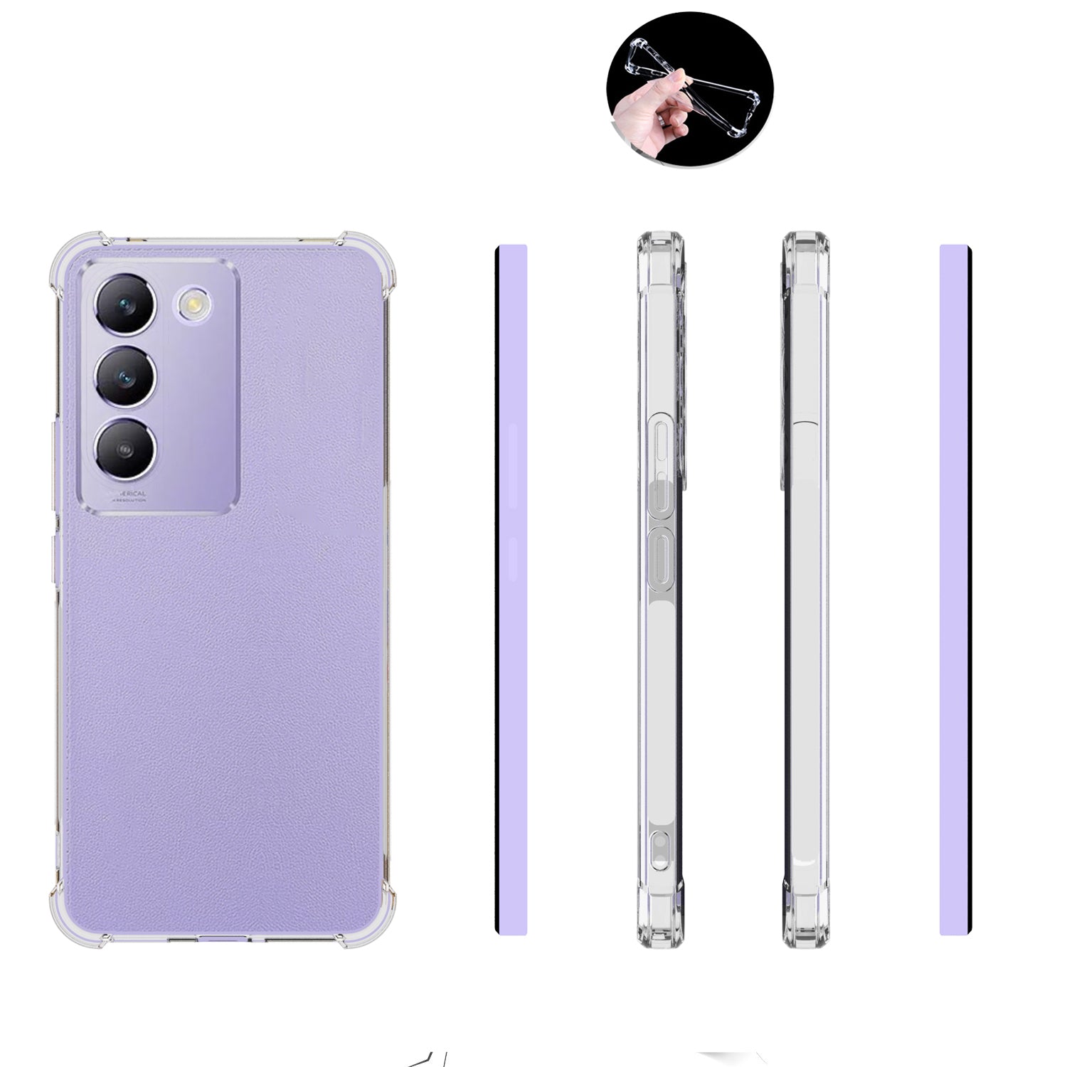 For vivo Y200e 5G Cell Phone Cases Anti-Slip TPU Precise Lens Cutout Cover