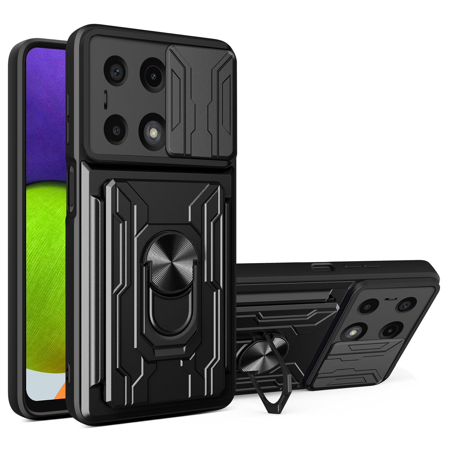 For Xiaomi Redmi Note 13 Pro 4G / Poco M6 Pro 4G Case Lens Protection PC+TPU Card Slots Phone Cover