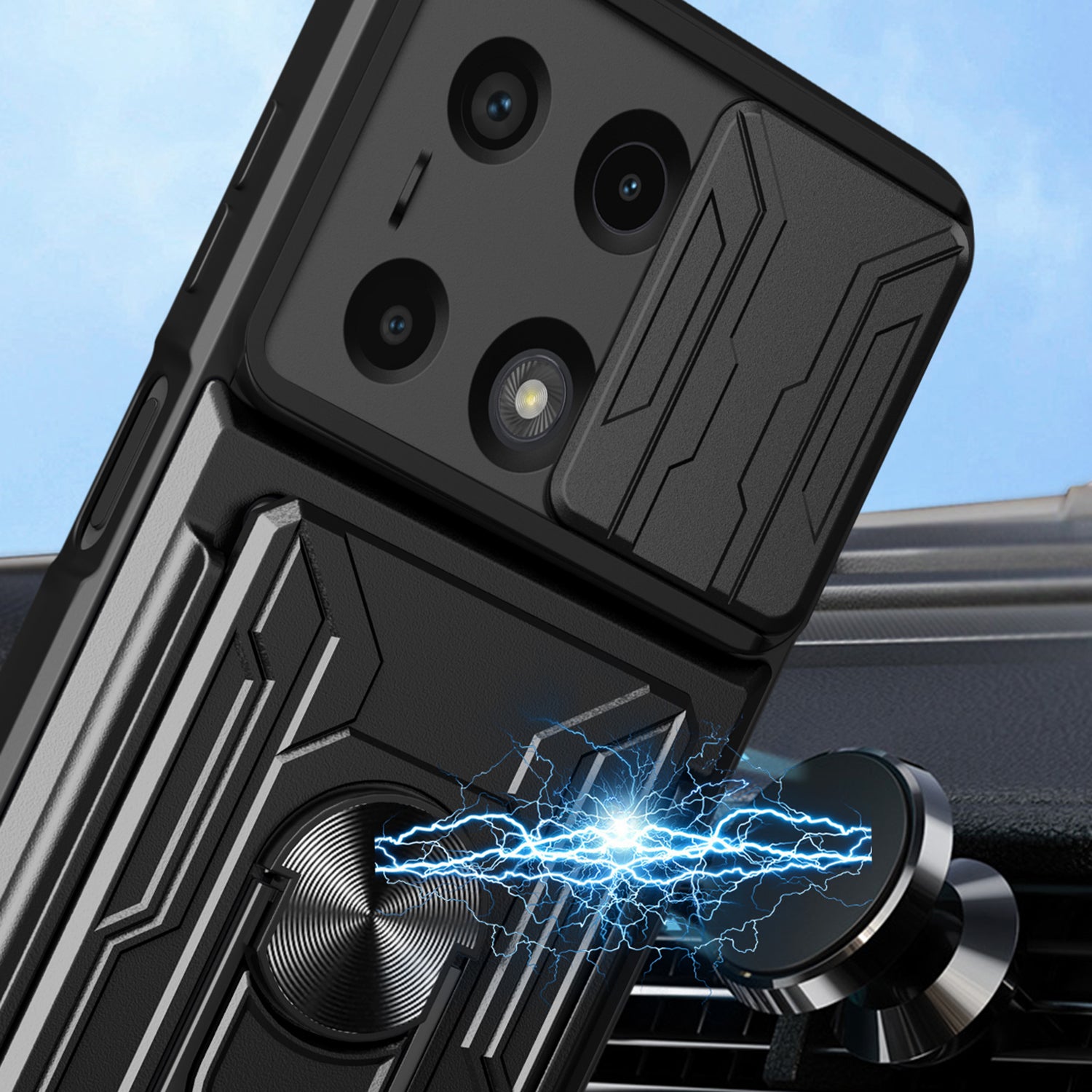For Xiaomi Redmi Note 13 Pro 4G / Poco M6 Pro 4G Case Lens Protection PC+TPU Card Slots Phone Cover