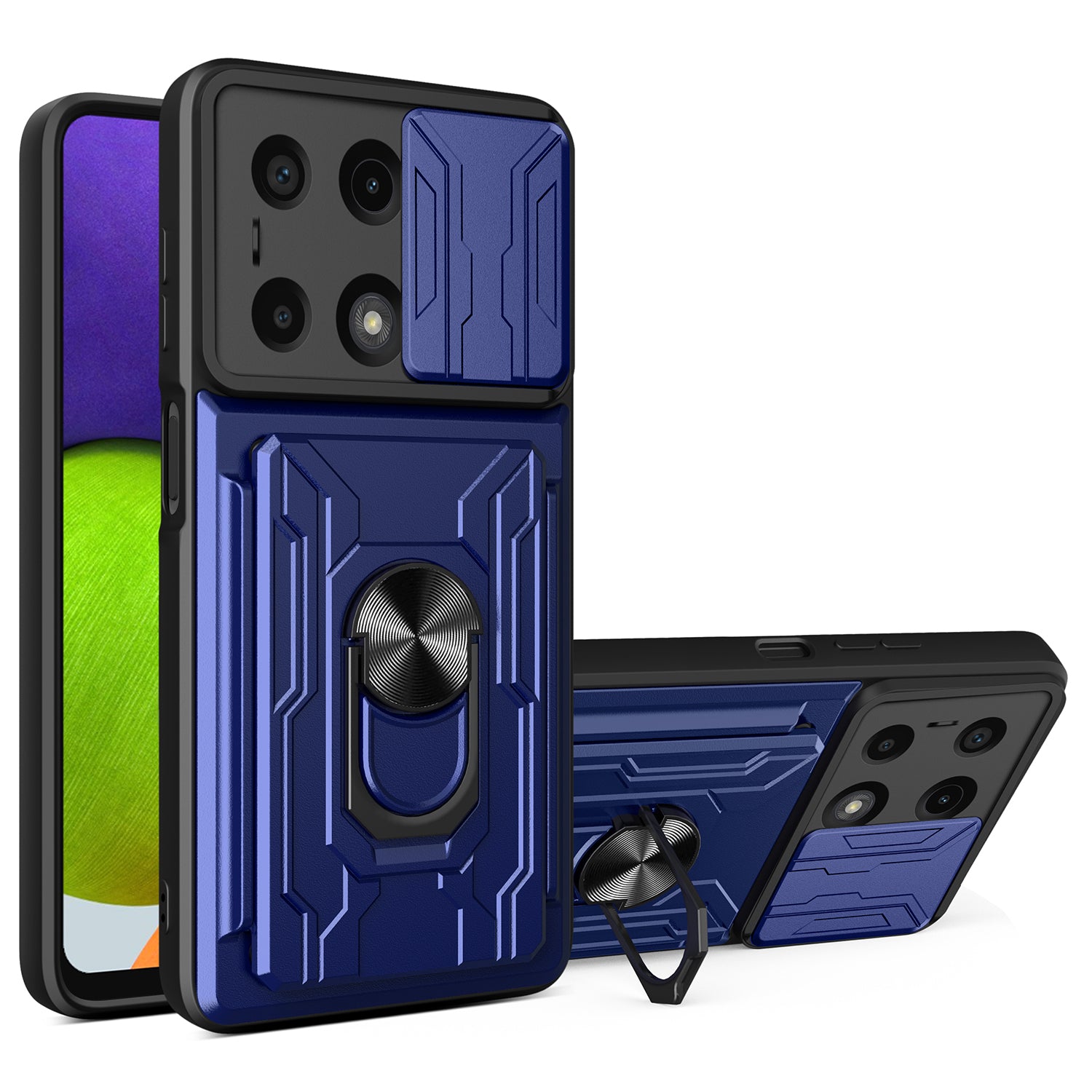 For Xiaomi Redmi Note 13 Pro 4G / Poco M6 Pro 4G Case Lens Protection PC+TPU Card Slots Phone Cover