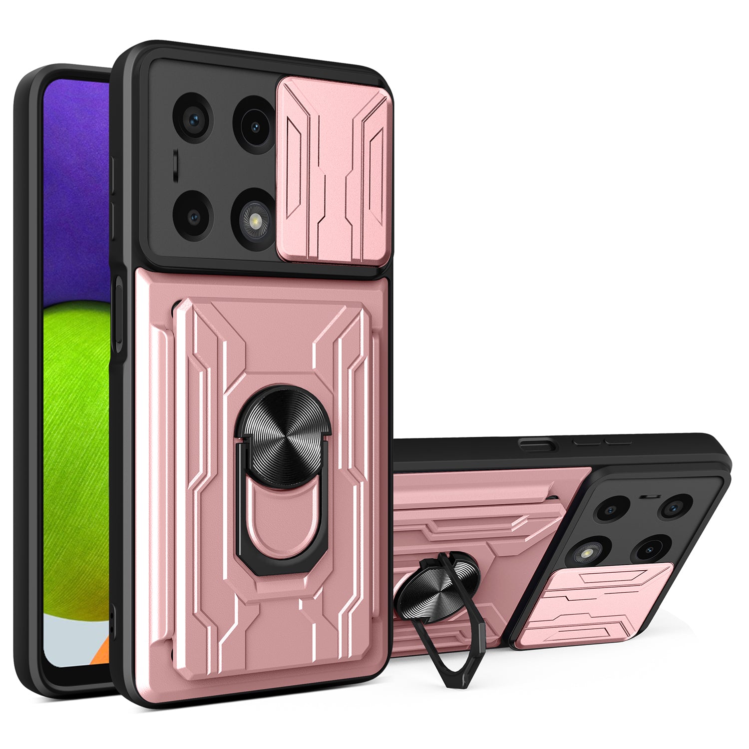 For Xiaomi Redmi Note 13 Pro 4G / Poco M6 Pro 4G Case Lens Protection PC+TPU Card Slots Phone Cover
