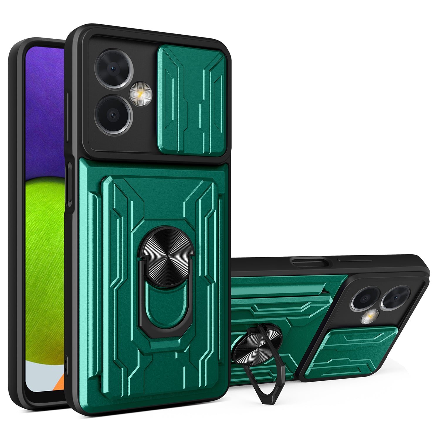 For Xiaomi Redmi Note 13 Pro 4G / Poco M6 Pro 4G Case Lens Protection PC+TPU Card Slots Phone Cover