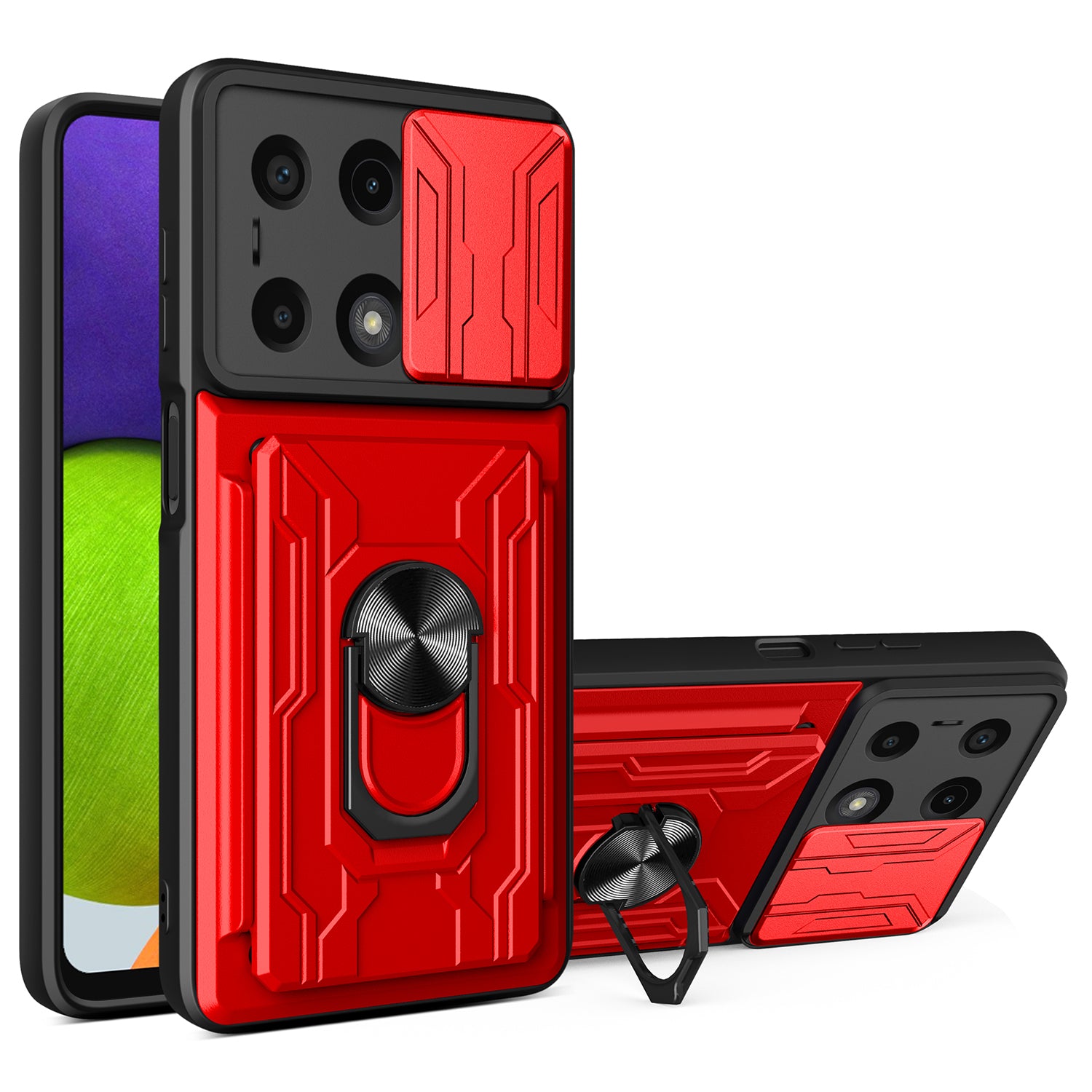 For Xiaomi Redmi Note 13 Pro 4G / Poco M6 Pro 4G Case Lens Protection PC+TPU Card Slots Phone Cover