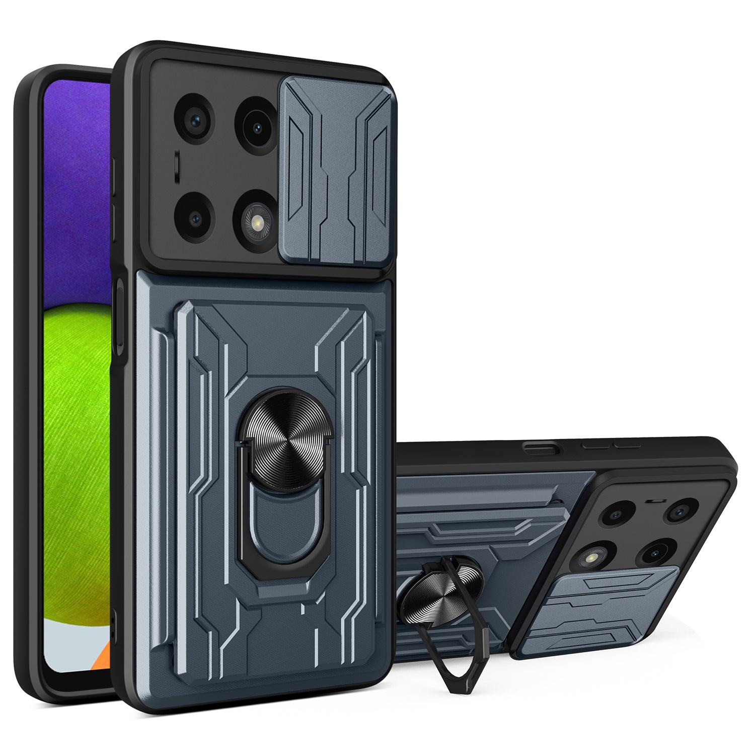 For Xiaomi Redmi Note 13 Pro 4G / Poco M6 Pro 4G Case Lens Protection PC+TPU Card Slots Phone Cover