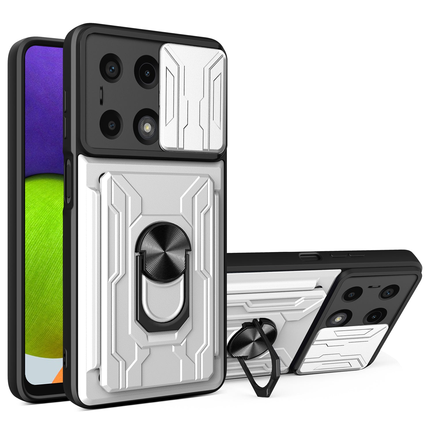 For Xiaomi Redmi Note 13 Pro 4G / Poco M6 Pro 4G Case Lens Protection PC+TPU Card Slots Phone Cover