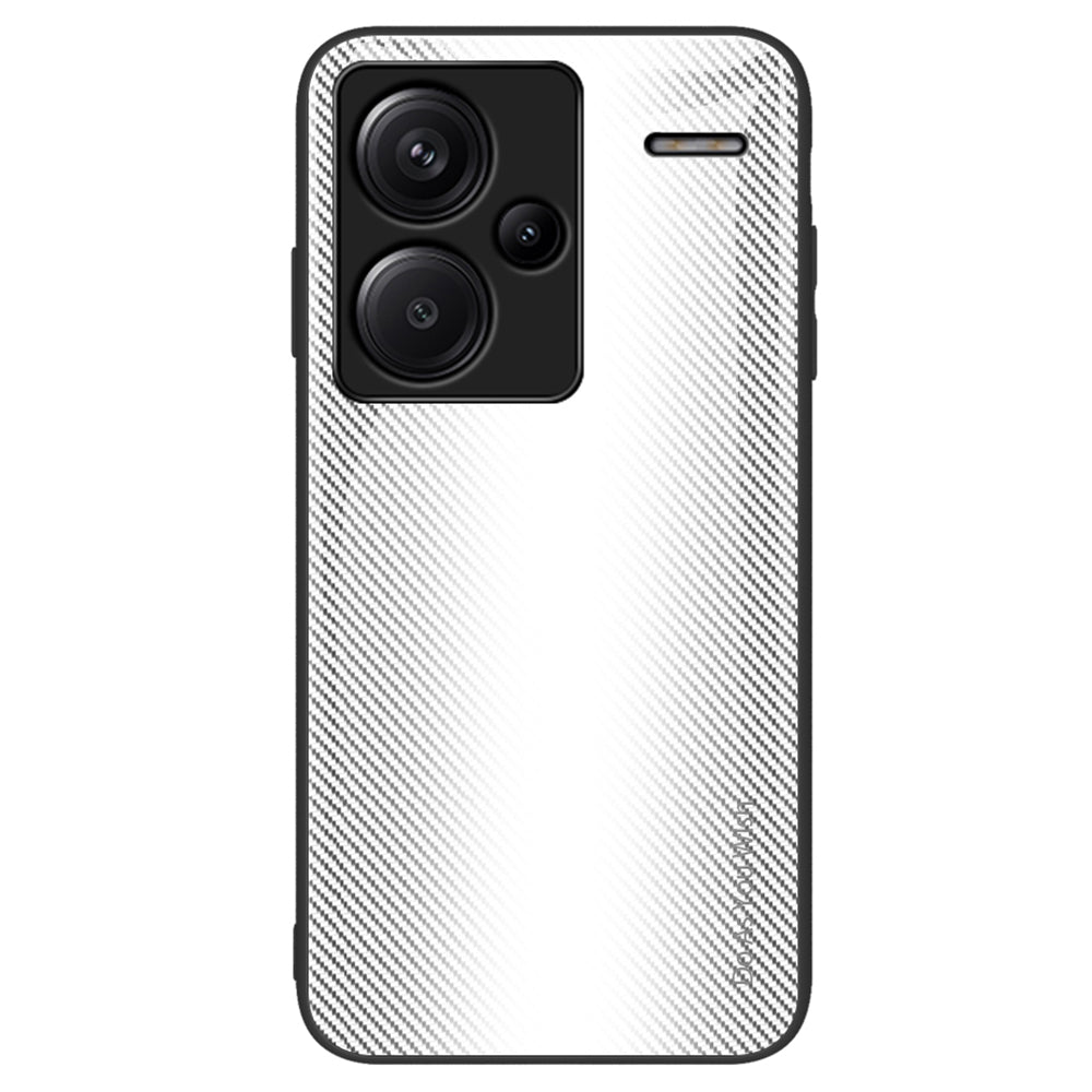 For Xiaomi Redmi Note 13 Pro+ 5G Case Tempered Glass+TPU Cover with Carbon Fiber Texture