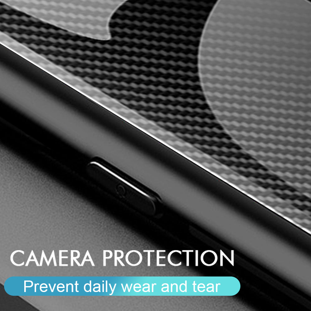 For Xiaomi Redmi Note 13 Pro+ 5G Case Tempered Glass+TPU Cover with Carbon Fiber Texture