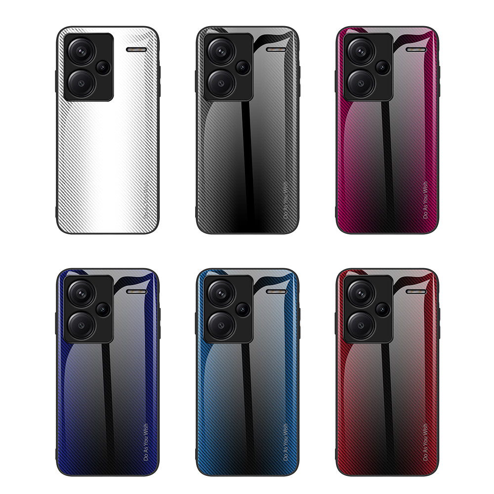 For Xiaomi Redmi Note 13 Pro+ 5G Case Tempered Glass+TPU Cover with Carbon Fiber Texture