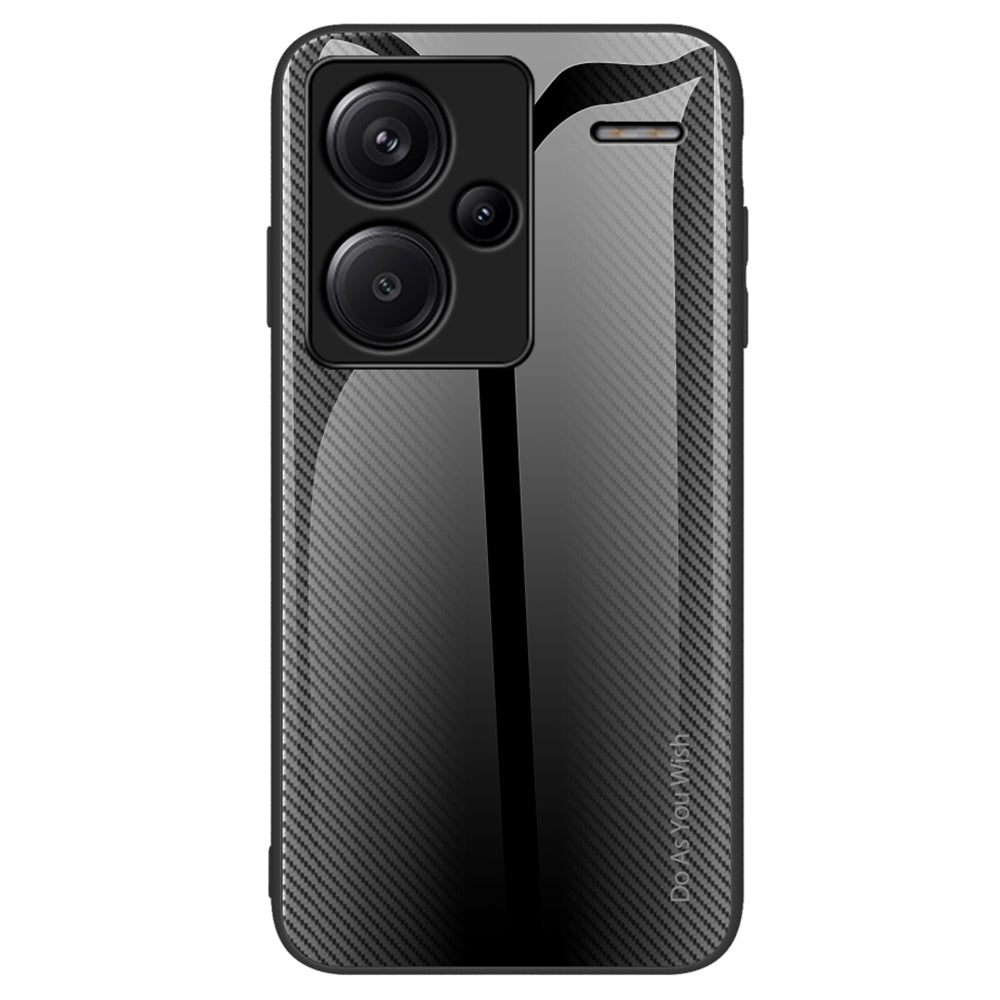 For Xiaomi Redmi Note 13 Pro+ 5G Case Tempered Glass+TPU Cover with Carbon Fiber Texture