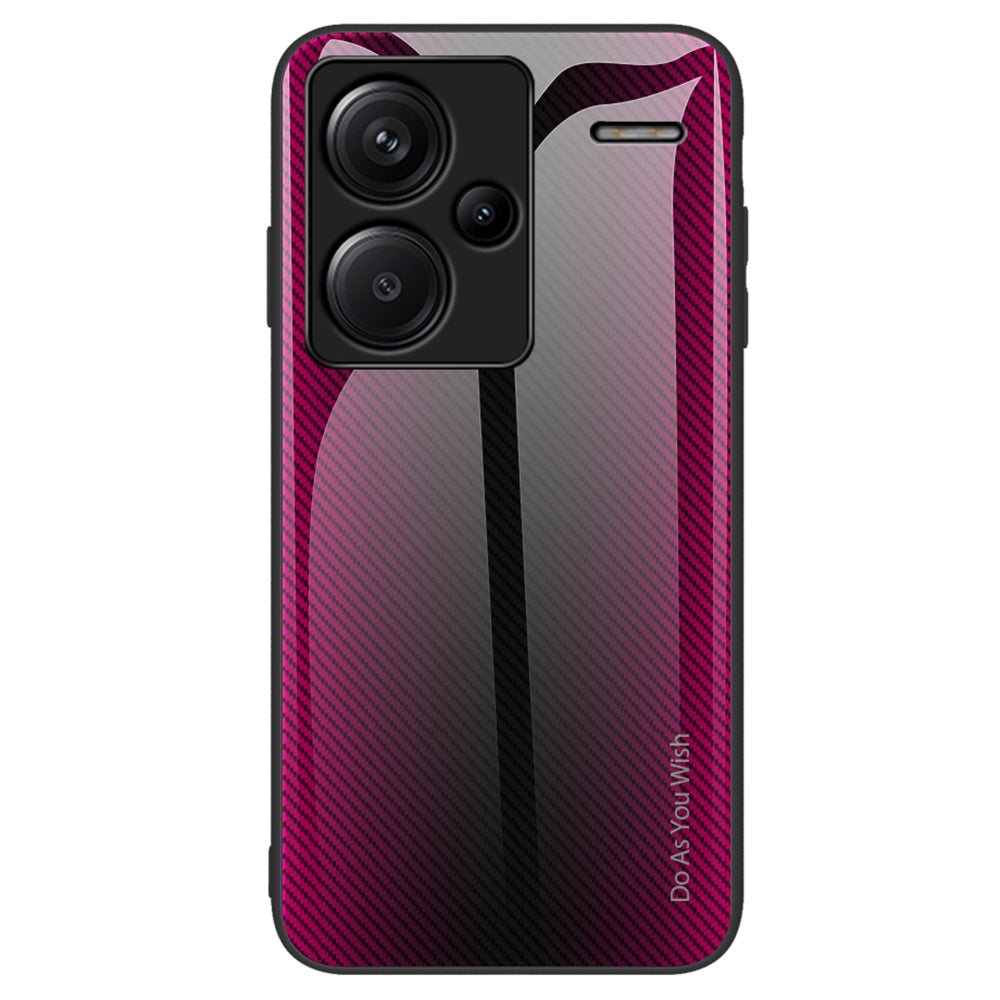 For Xiaomi Redmi Note 13 Pro+ 5G Case Tempered Glass+TPU Cover with Carbon Fiber Texture