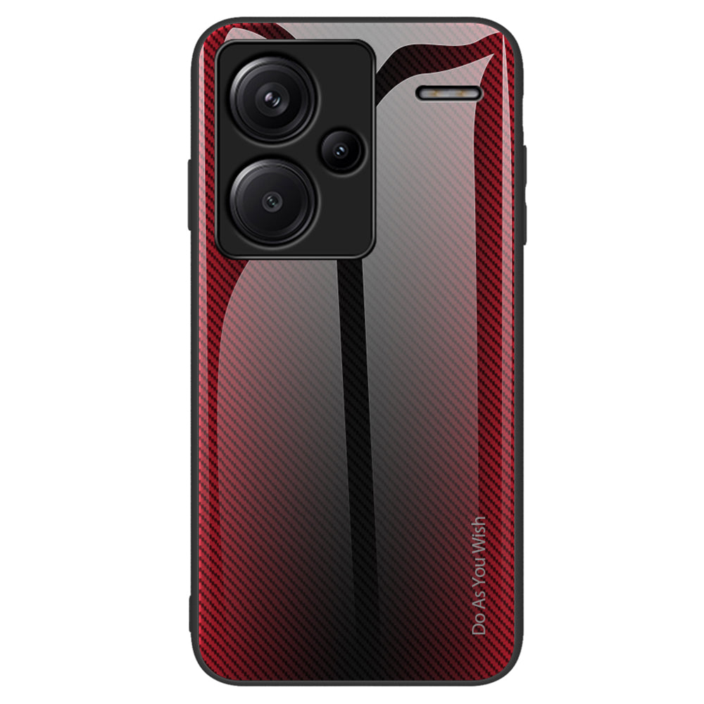 For Xiaomi Redmi Note 13 Pro+ 5G Case Tempered Glass+TPU Cover with Carbon Fiber Texture