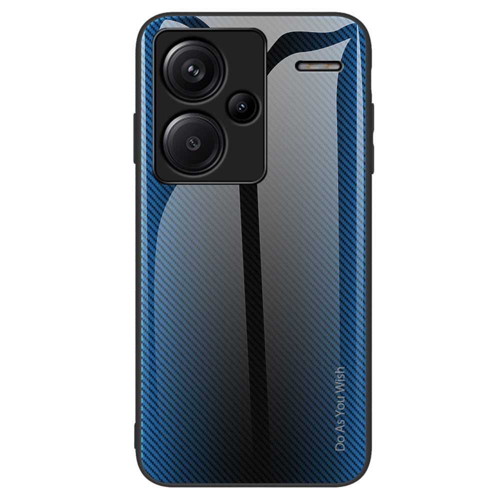 For Xiaomi Redmi Note 13 Pro+ 5G Case Tempered Glass+TPU Cover with Carbon Fiber Texture