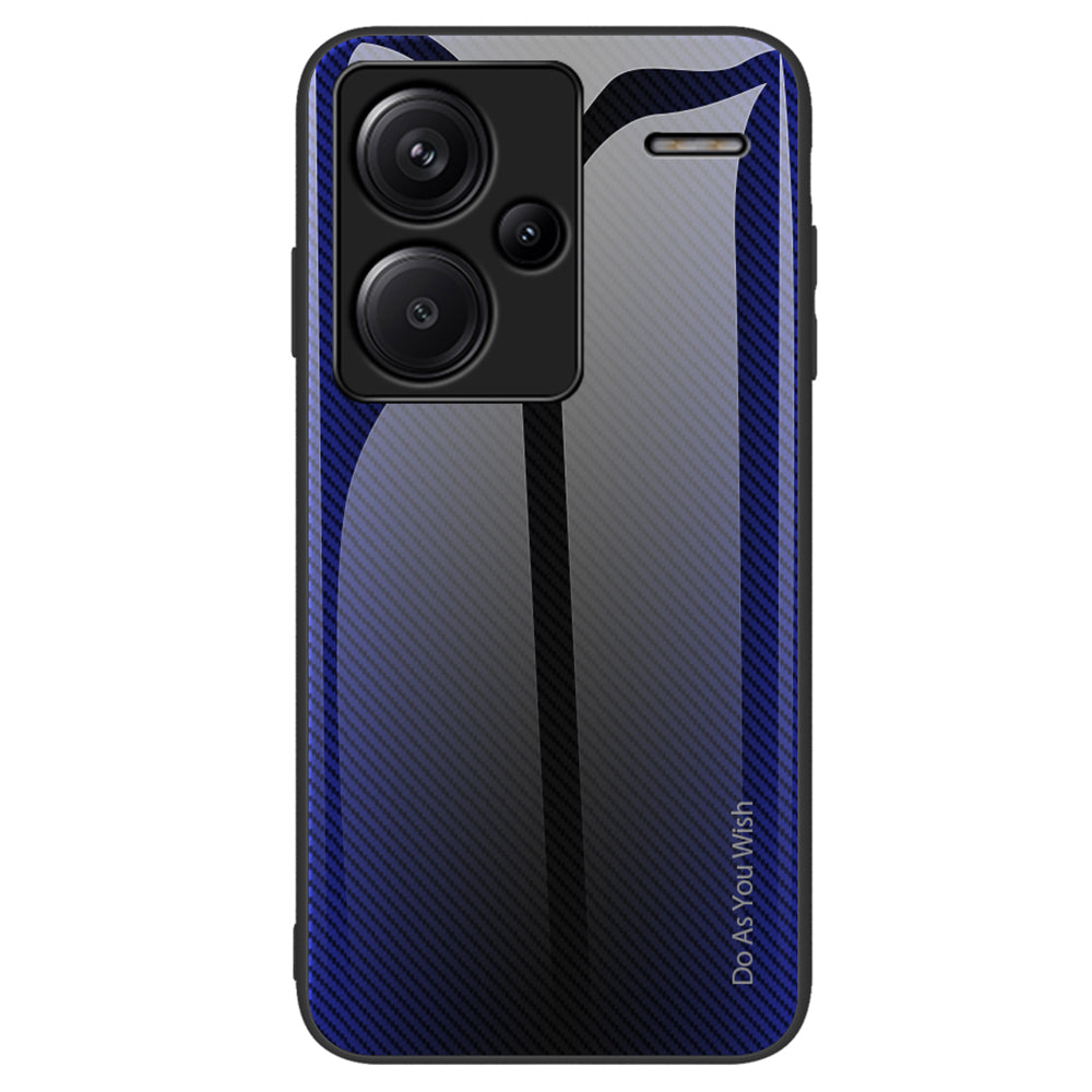For Xiaomi Redmi Note 13 Pro+ 5G Case Tempered Glass+TPU Cover with Carbon Fiber Texture