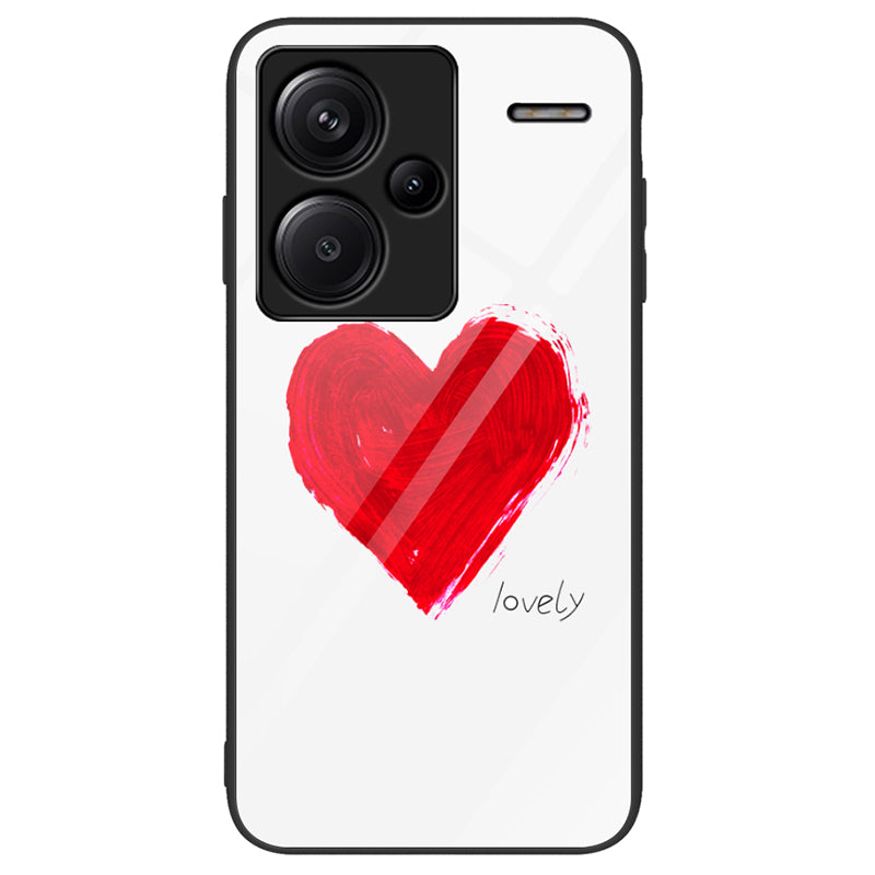 For Xiaomi Redmi Note 13 Pro+ 5G Cell Phone Cases Pattern Printing Tempered Glass+PC+TPU Shell