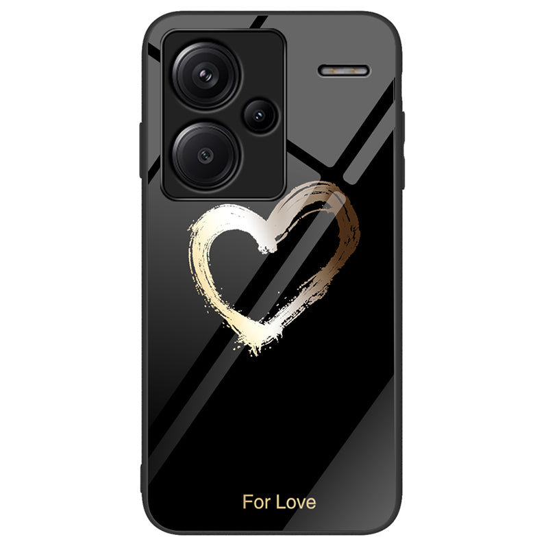 For Xiaomi Redmi Note 13 Pro+ 5G Cell Phone Cases Pattern Printing Tempered Glass+PC+TPU Shell